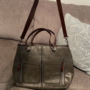 Grey leather bag